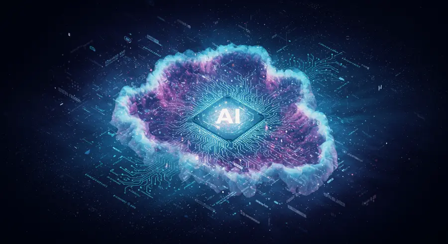 Abstract representation of IaC and AI synergy